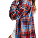 Orange Plaid Print Loose Vintage Shirt