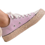 Beast Fashion Lace Up Woven Espadrille Sole Sneakers