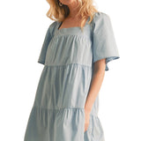 Aemi + Co Square Neck Half Sleeve Tiered Dress