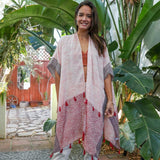 Tropical Leaves Draped Sleeve Kimono