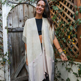 Tropical Leaves Draped Sleeve Kimono