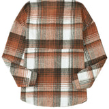 Gold Flame & Grey Plaid Button Up Collared Flannel Shacket