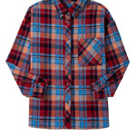 Orange Plaid Print Loose Vintage Shirt