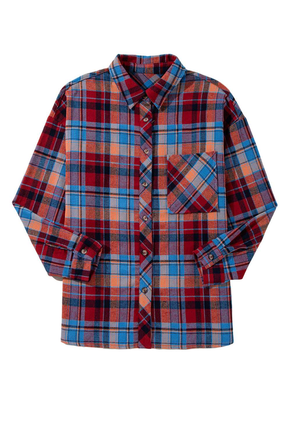 Orange Plaid Print Loose Vintage Shirt