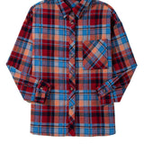 Orange Plaid Print Loose Vintage Shirt