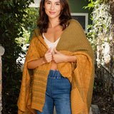 Dual-Toned Striped Wrap with Arm Openings