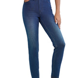 Ashleigh Blue Multiple Pockets Straight Leg Washed Stretchy Knit Casual Jeans