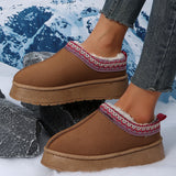 Chestnut Contrast Print Suede Plush Lined Snow Boots