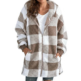 Plaid Hooded Zip-Up Oversized Jacket