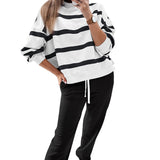 Red Stripe Drop Shoulder Pullover and Jogger Pants Set