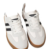 White Striped Lace Up Flat Sneakers