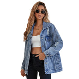 Women's Distressed Boyfriend Denim Jacket