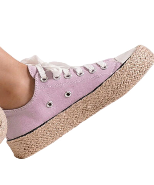 Beast Fashion Lace Up Woven Espadrille Sole Sneakers