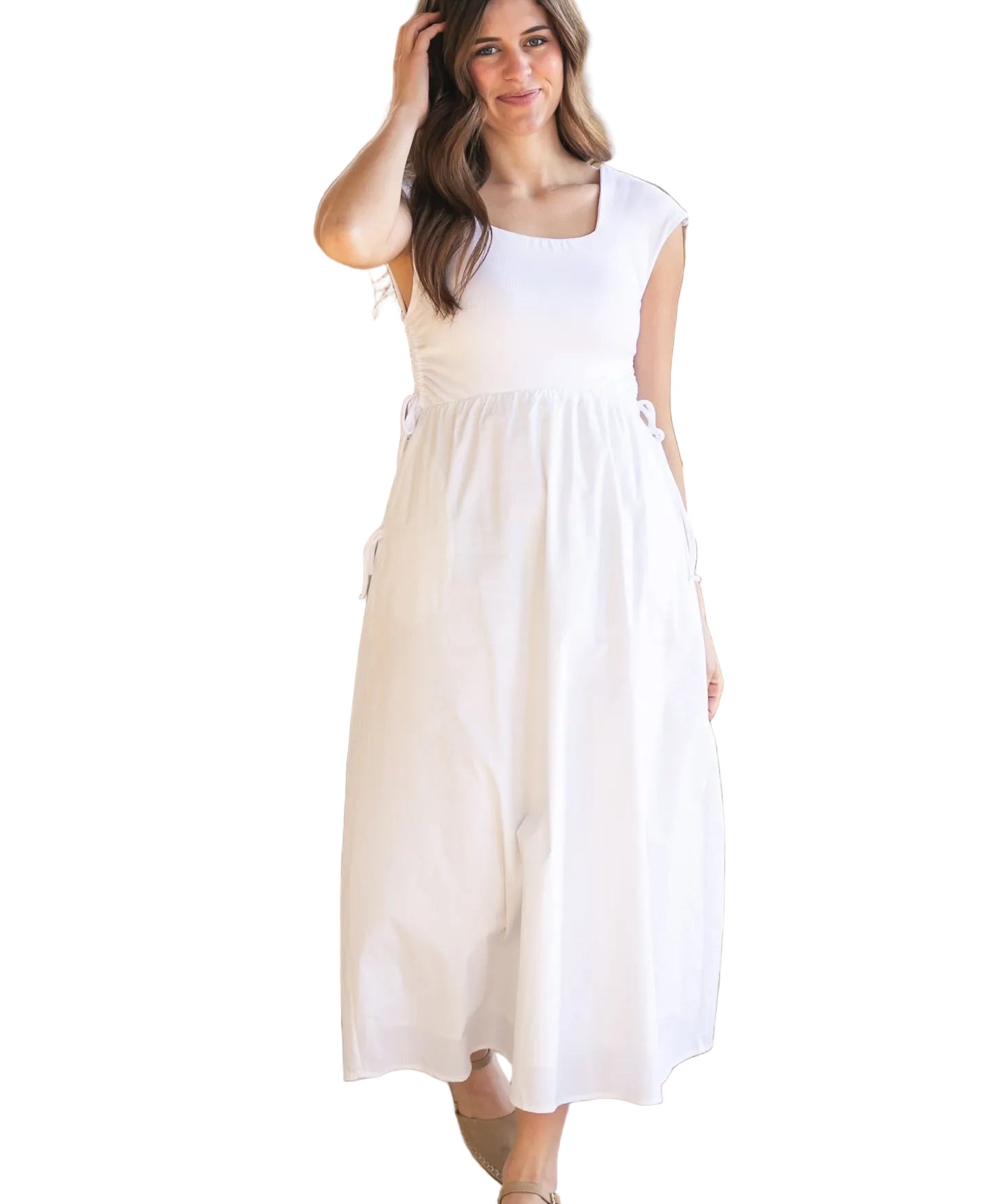 Eleanor White A-line Maxi Dress