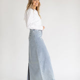 Elisha Light Wash Long Denim Skirt