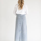 Elisha Light Wash Long Denim Skirt