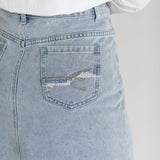 Elisha Light Wash Long Denim Skirt