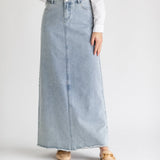 Elisha Light Wash Long Denim Skirt
