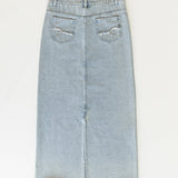 Elisha Light Wash Long Denim Skirt