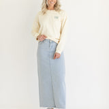 Elisha Light Wash Long Denim Skirt