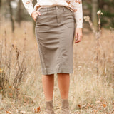 Erica Cotton Twill Midi Skirt