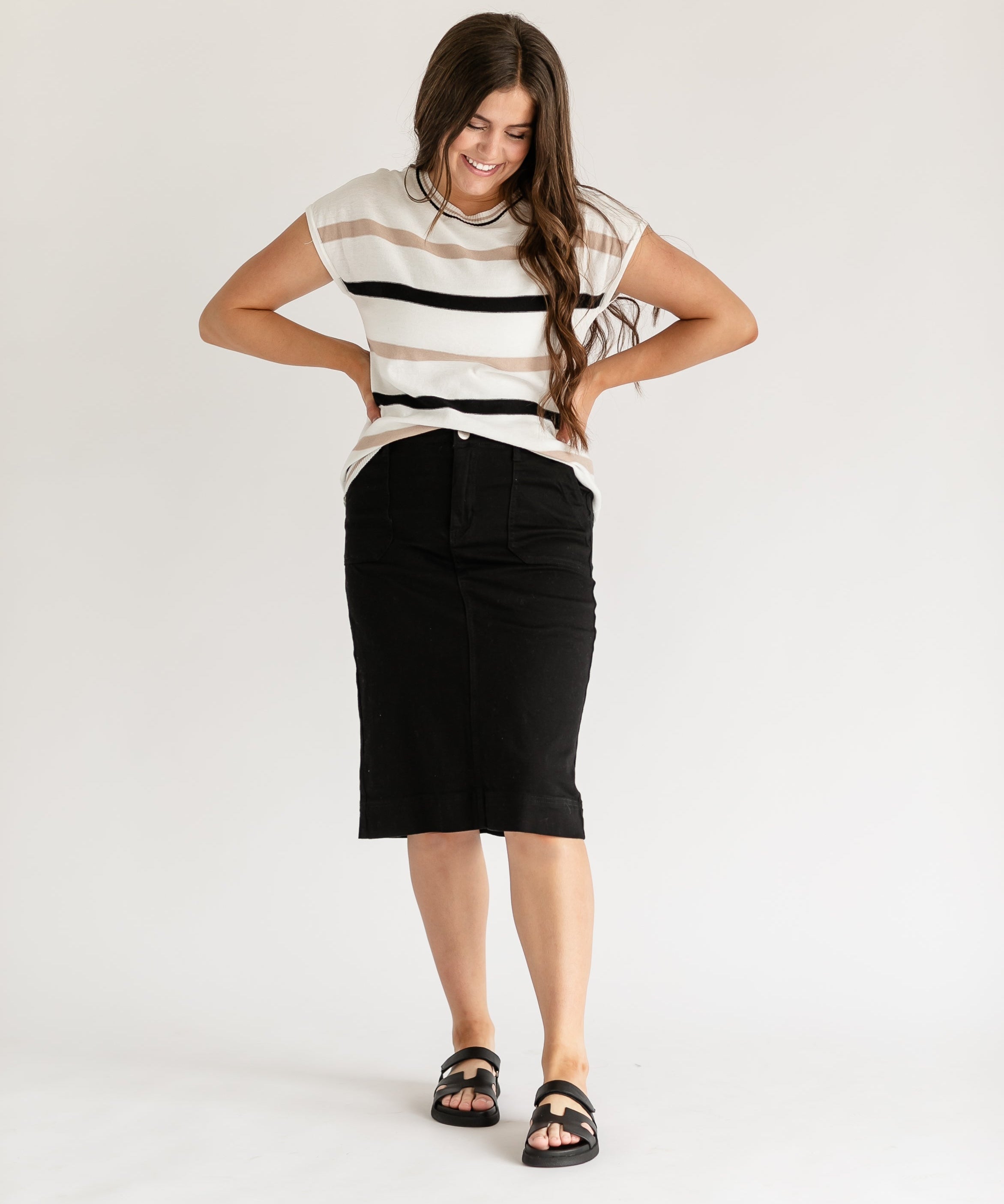 Erica Cotton Twill Midi Skirt