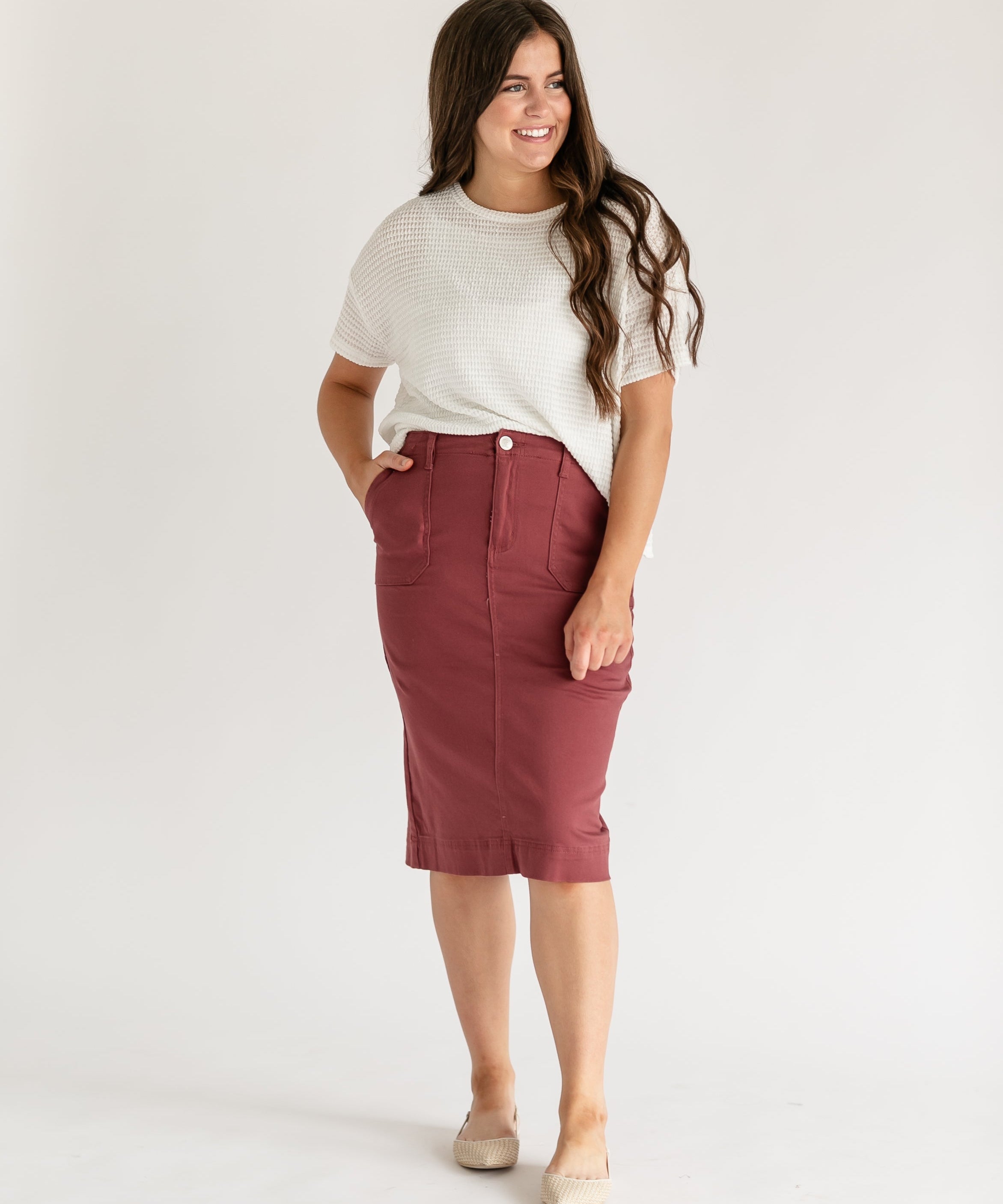 Erica Cotton Twill Midi Skirt