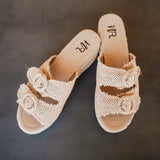 Eriwen Buckle Wedge in Cream
