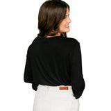 Essential Black Ruffled 3/4 Sleeve Top