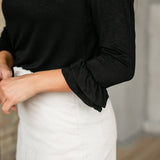 Essential Ruffled 3/4 Sleeve Top