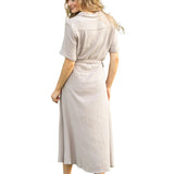 Essential Taupe Short Sleeve Gauze Shirt Dress