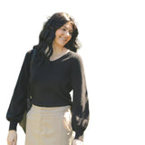 Essential V-neck Balloon Sleeve Sweater