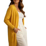 Longline Open-Front Cardigan | Oversized Knit with Patch Pockets
