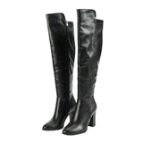 Pointed Toe Chunky-Heel Knee-High Boots – Knee High Leather Boots