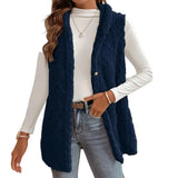 Textured Sleeveless Hooded Vest