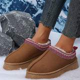 Chestnut Contrast Print Suede Plush Lined Snow Boots