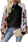 Laurel Green Floral Patchwork Long Sleeve Ribbed Blouse