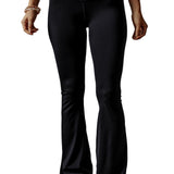 Black V Shape High Waist Flared Leggings