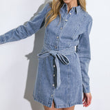 BE A LIGHT DENIM MINI DRESS