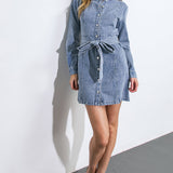 BE A LIGHT DENIM MINI DRESS