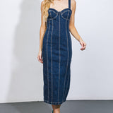 A GREATER LOVE DENIM MIDI DRESS