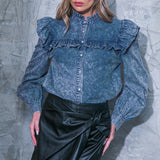 NO GOODBYES DENIM TOP