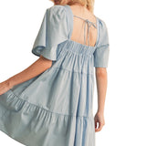 Aemi + Co Square Neck Half Sleeve Tiered Dress