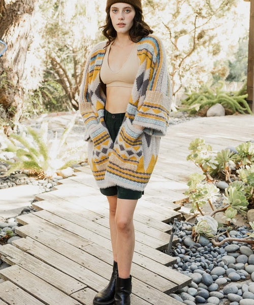Faux Hair Aztec Pocket Ruana