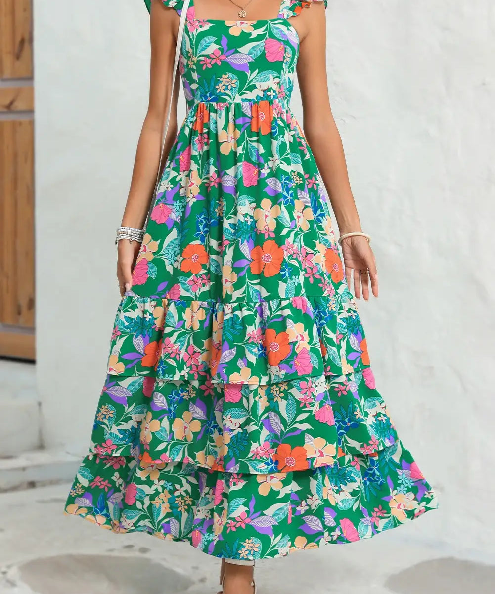 Floral Ruffle Tiered Maxi Dress