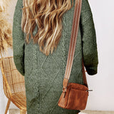 Parchment Cable Knit Drop Shoulder Loose Fit Sweater Dress