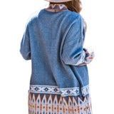 Brown Aztec Print Open Front Knitted Cardigan