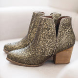 Fiera Glitter Booties in Bronze