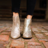 Fiera Glitter Booties in Gold