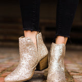 Fiera Glitter Booties in Gold